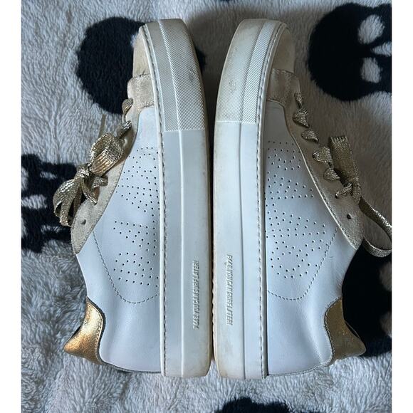 P448 Women’s Thea Mid Leather Sneakers Gold Italy Shoes - Size 39 EU / US 8.5 - Picture 2 of 7